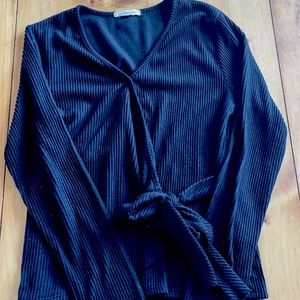 Ribbed long sleeve blouse